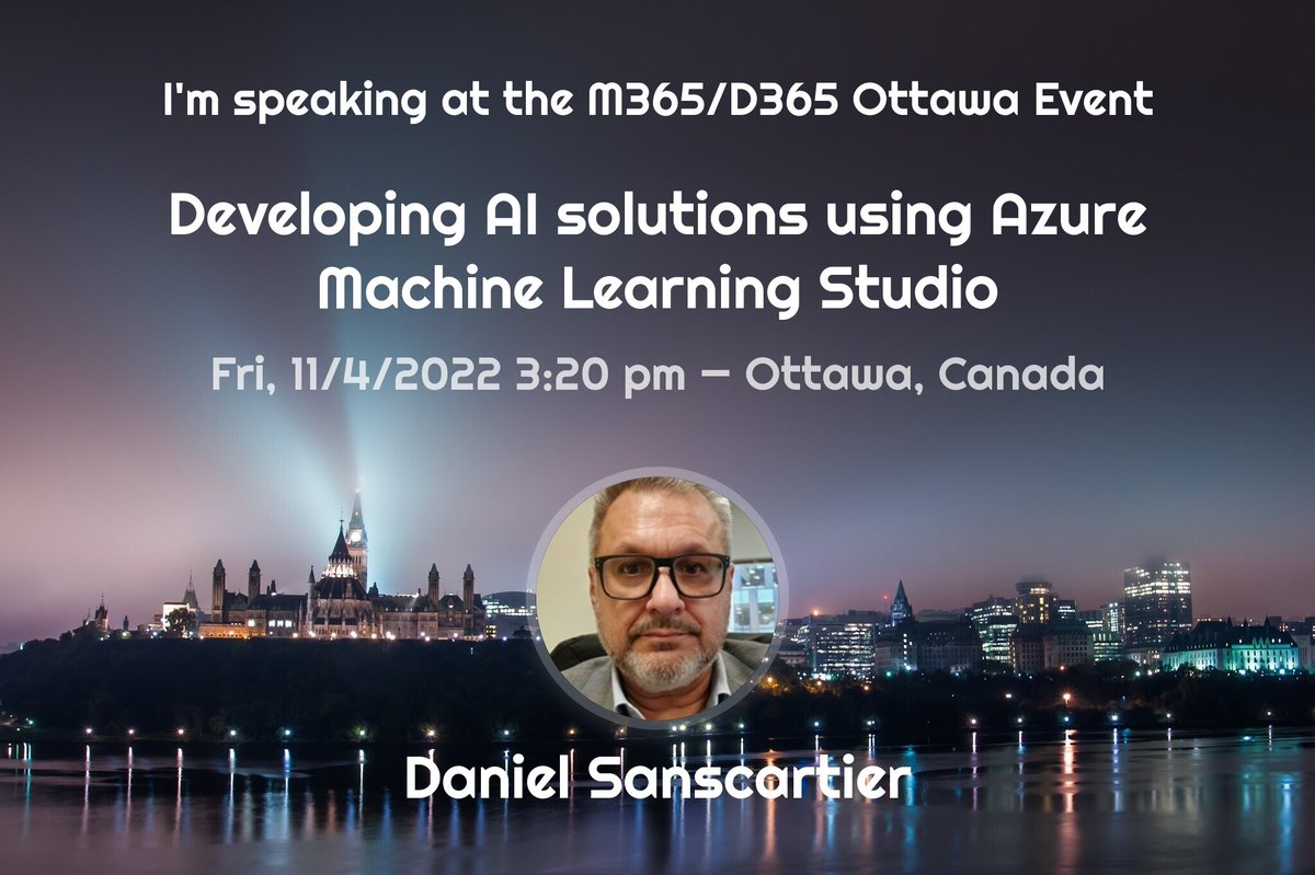 Amitabh Srivastav (@am_srivastav) on Twitter photo #M365Ottawa <a href="/SPSOTTAWA/">M365 Ottawa</a> IS BACK AND IT’S FREE. On Nov 4 see awesome speaker <a href="/DaniSanscartier/">Daniel Sanscartier</a> and learn how to build #AI solutions for content analysis in <a href="/Microsoft365/">Microsoft 365</a> #M365 <a href="/SharePoint/">Microsoft SharePoint</a> using <a href="/MicrosoftAzure/">Microsoft Azure</a>. Register for FREE at m365ottawa.com/#:~:text=Novem…. #M365Ottawa <a href="/SPSOTTAWA/">M365 Ottawa</a> IS BACK AND IT’S FREE. On Nov 4 see awesome speaker <a href="/DaniSanscartier/">Daniel Sanscartier</a> and learn how to build #AI solutions for content analysis in <a href="/Microsoft365/">Microsoft 365</a> #M365 <a href="/SharePoint/">Microsoft SharePoint</a> using <a href="/MicrosoftAzure/">Microsoft Azure</a>. Register for FREE at m365ottawa.com/#:~:text=Novem….