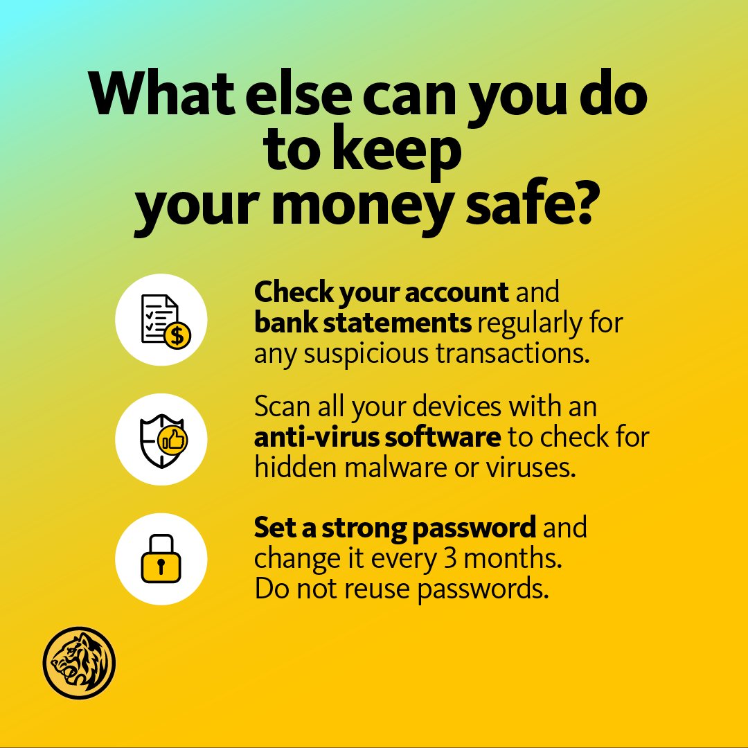 MyMaybank's tweet photo. Keep yourself up to date on the latest #MacamYesMaybeNot scam tactics to avoid becoming a victim. Tap on the images for some precautions you can take.

Retweet or share this thread with your friends and family to keep them safe.

(6/6) https://t.co/TjxNGIhBMr