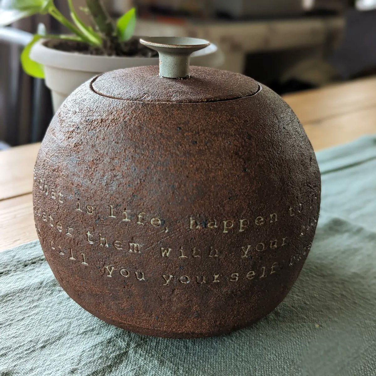Tdlpottery's tweet photo. "I hope you will go out and let stories, that is life, happen to you, and that you will work with these stories...water them with your blood and tears and your laughter till they bloom, till you yourself burst into bloom. 
Clarissa Pinkola Estes
dvr, reduction fired to ∆10 https://t.co/0q1Zj5r1uo