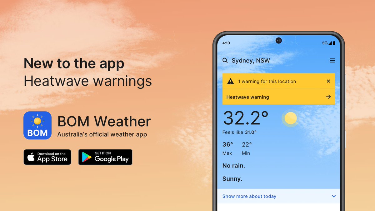 BOM_au's tweet photo. Today the Bureau released a new national heatwave warning service issuing heatwave warnings direct through our website and the #BOMWeather app. Heatwaves are Australia’s most dangerous environmental hazard - learn more: https://t.co/56CaNohNb1 https://t.co/tSZf4zDeNj