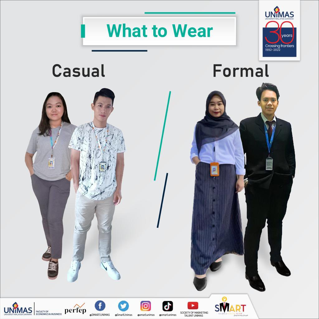 SmartUnimas's tweet photo. *Annyeonghaseyo* 🫶🏻

Are you wondering What To Wear to the lecture hall for this upcoming semester? 🤔Here we go, our committee would like to share with you both casual and formal class attire. 👔👚 https://t.co/S1WTvZNirs