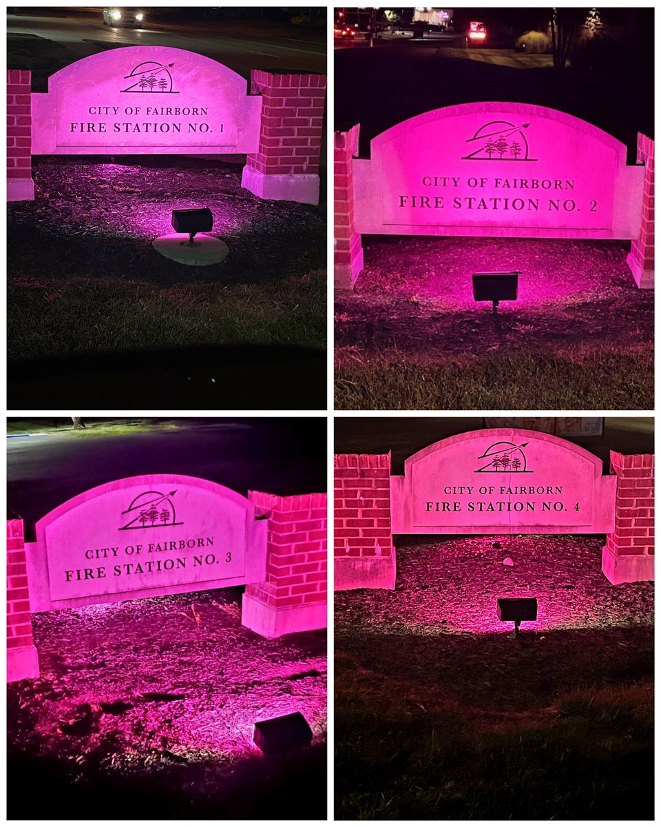 SixSR's tweet photo. @CityofFairborn Fire Stations illuminated Pink throughout #BreastCancerAwarenessMonth @IAFFLocal1235 @PinkRibbonGirls https://t.co/MlTST3nHaP