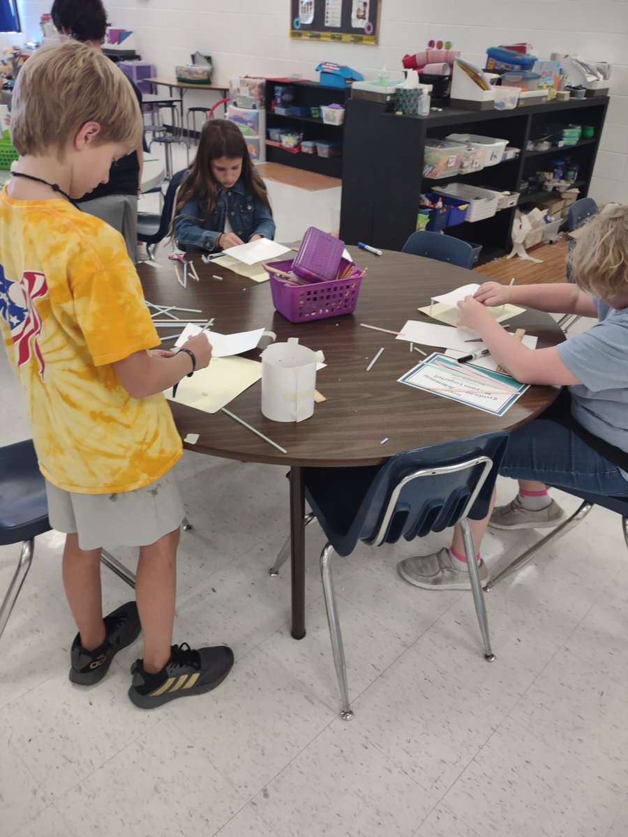 DesTeam's tweet photo. Our 5th graders shook things up with a fun Earthquake STEM!They had to build a 3 story structure that would stay standing while we shook it for 30 seconds in a pan of Jell-O.All they had was, card stock,10 straws,&amp;12 inches of tape. We've had so much fun with this challenge!🌎🥼 https://t.co/wmT9mMqdNd