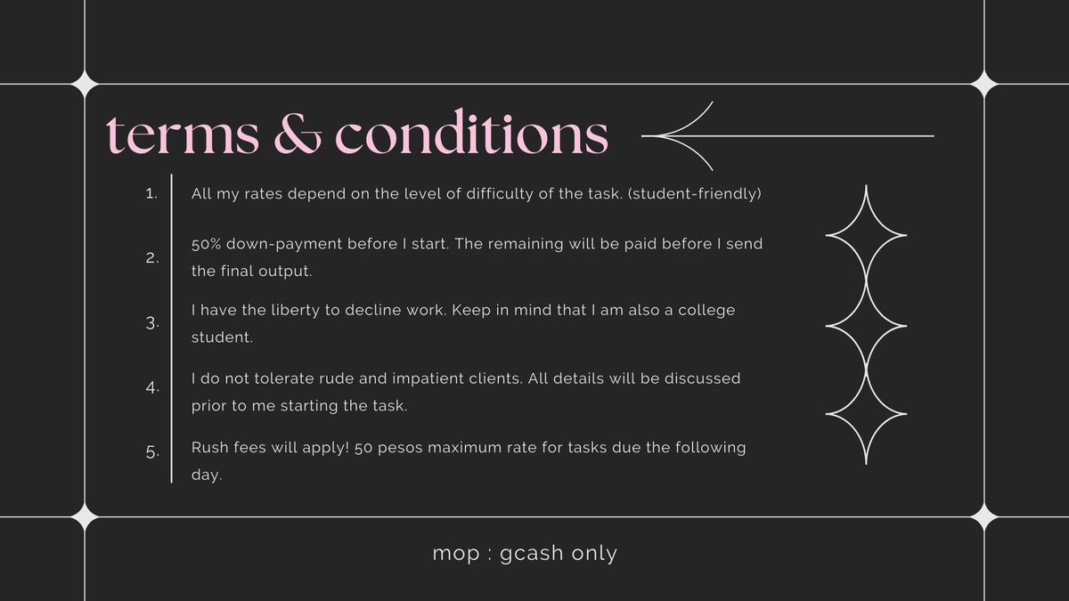 danidotcomms's tweet image. ˏˋ welcome, to danidotcomms! ˎˊ˗

i&apos;m open for acad commissions! just send me a dm to inquire! 🐯

✧ lf commissioner academic commissions essay modules paper acads homework jhs commissioned infographic academic helper