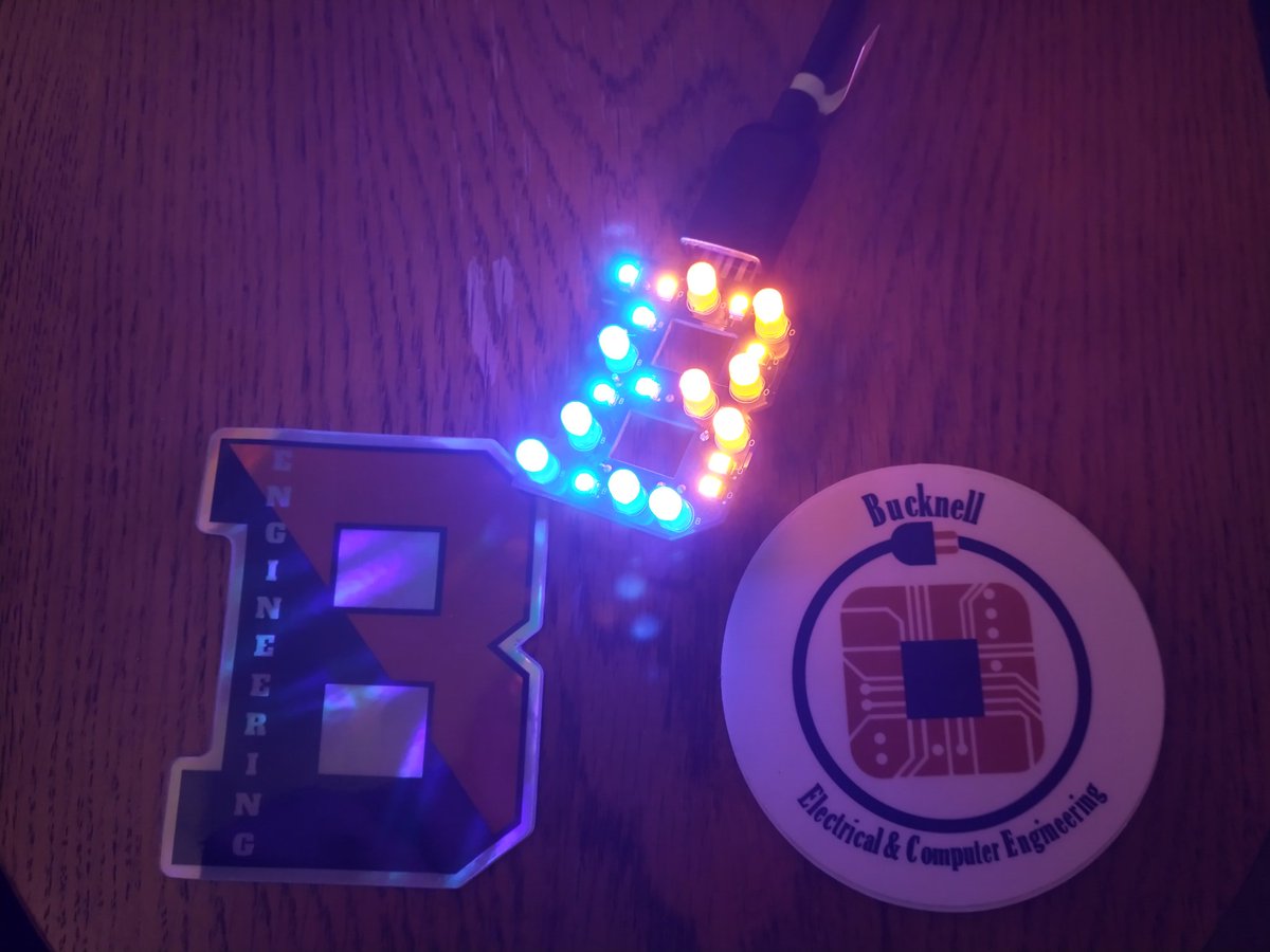 jvenarchick's tweet photo. I was at Bucknell Engineering Alumni Association Events @BU_ENGR this weekend. On Sat I soldered this USB powered "B" light and spoke to students about why they should choose @Bucknell_ECE. #bucknelluniversity #bucknellengineering #bucknellengineeringalumniassociation https://t.co/K9kvdxwko6