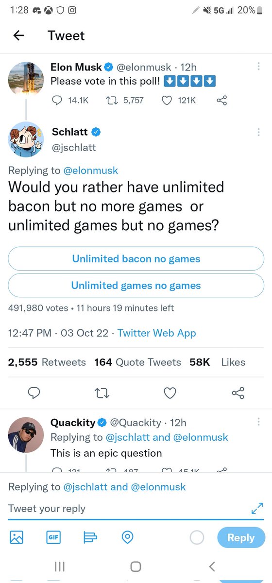 Djkillerbee2's tweet photo. @jschlatt @elonmusk Someone that knows -Respawn.  Love how not everyone is dumb on the internet.. you know many people don't get this. But one thing<UNLIMITED BACON BUT NO MORE GAMES  OR GAMES, INFINITE GAMES, AND NO MORE GAMES https://t.co/iZJQKEBs72