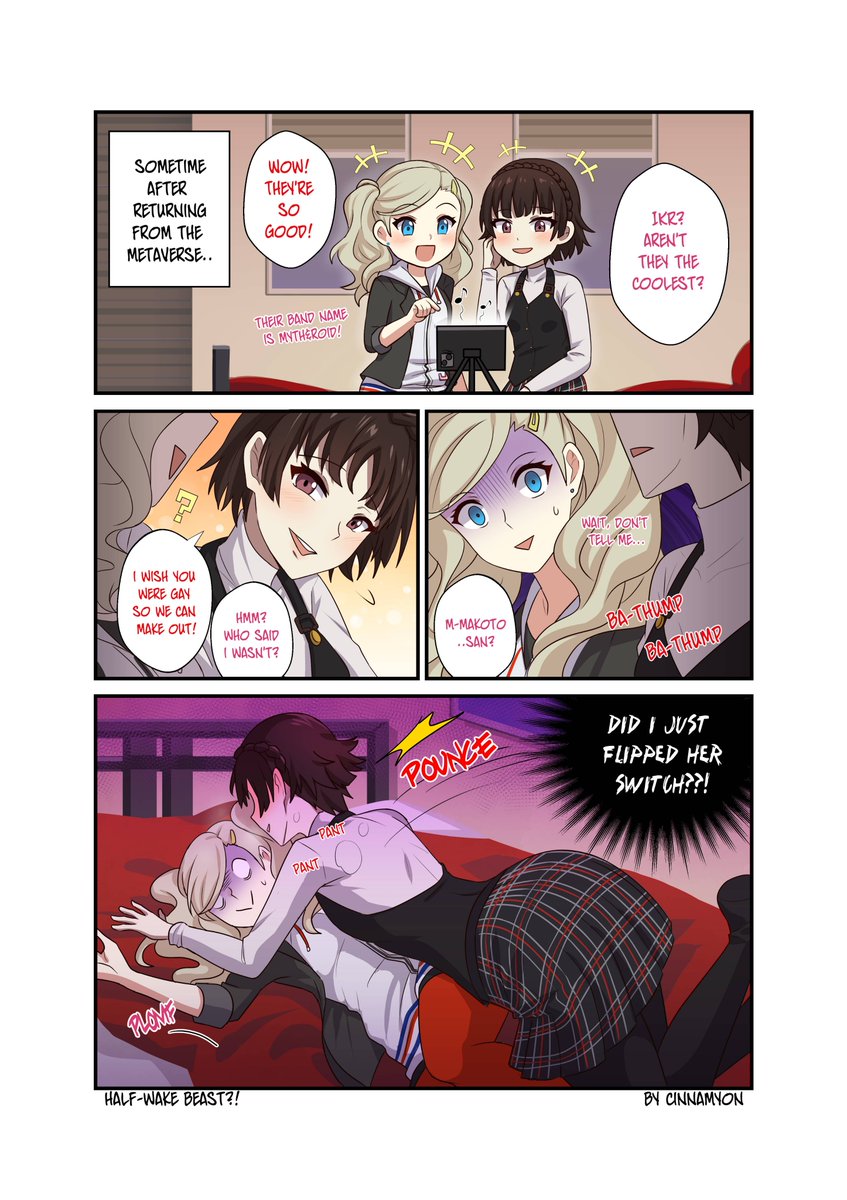 Makoto x Ann (2-page Comic) 👑🐈
#Persona5 #makoann
for @JadeAndFables 
