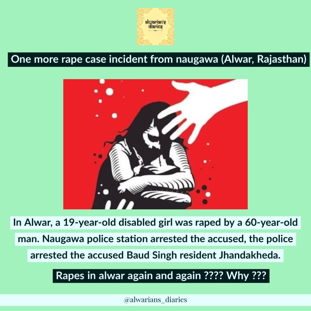 In Last 2 days, 3 rape and women atrocities cases reported in alwar district We are no.1 when it comes to rape cases We all need to unite and come forward to fight against the evils. We request you all to Please Raise Your Voice #nomorerapes #rapefreealwar #justiceforrapevictims