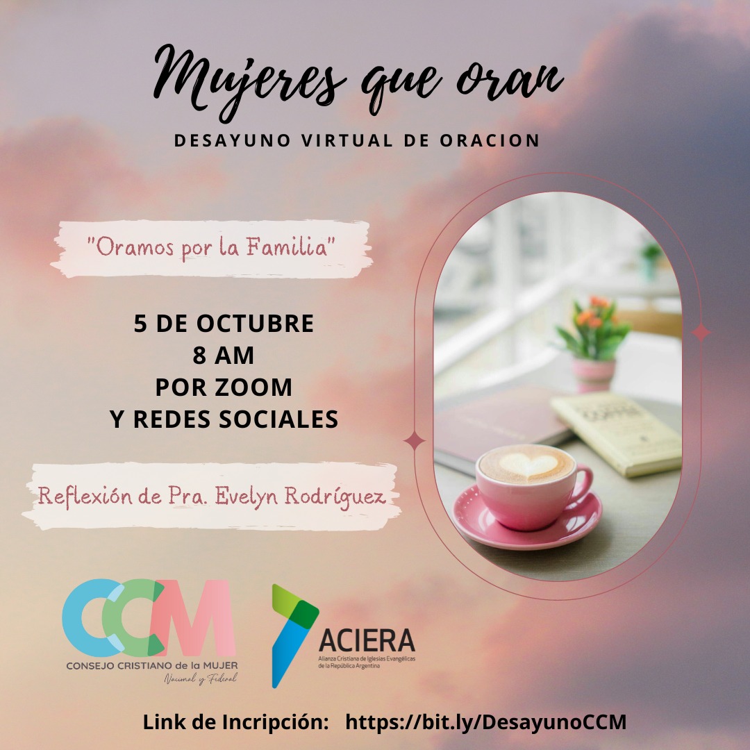Estamos a 1 día de nuestro *Desayuno Virtual de Oración "Mujeres que Oran"* y tu presencia es muy importante.  Es tiempo de orar, tiempo de renuevo en el clamor a nuestro Señor!   No olvides que para participar debes inscribirte en el siguiente link:  bit.ly/DesayunoCCM