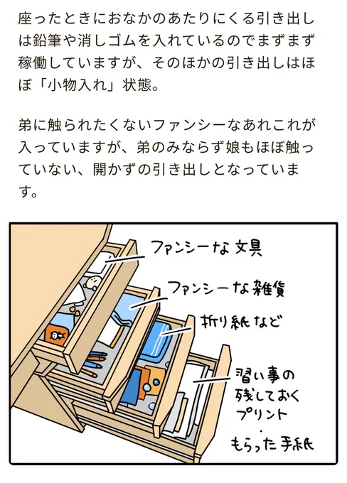 我が家は学習机を置く場所があったので、入学前に購入。娘はリビングで勉強することも多いので、学習机が絶対必要だったかというと微妙。ランドセルと学用品を置く場所さえあれば、低学年は十分かなとも思うみたいな話です。連載更新しました-  