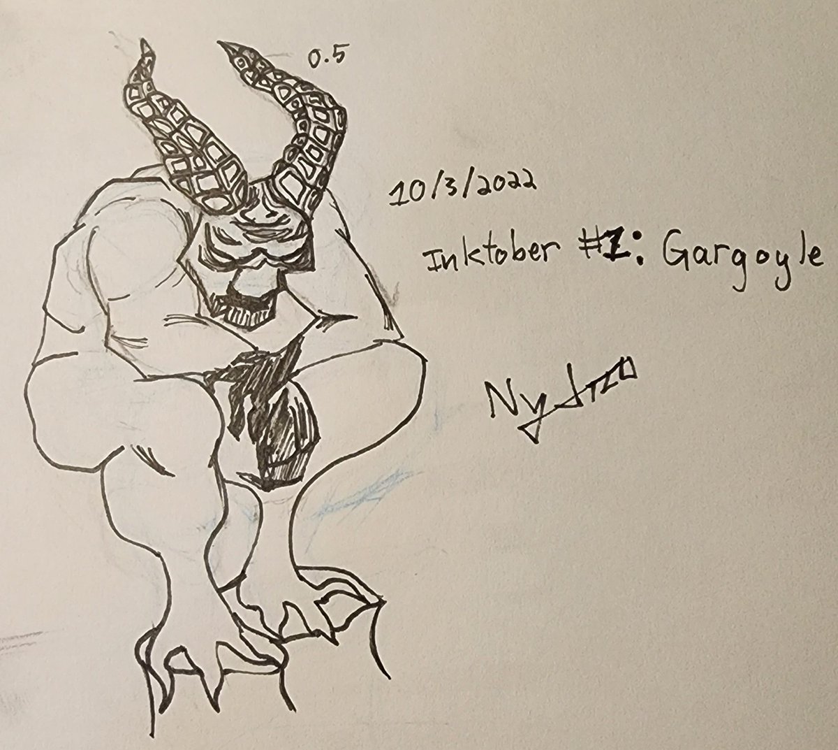 Nydr_o's tweet photo. Wishing everyone else a good Inktober. Starting late but I know the goal is practice, not perfect. https://t.co/TisJ9dE5CO