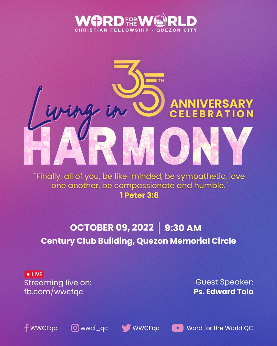 WWCFqc's tweet photo. Hey there, WWCF Fam! Are you ready for a celebration?!🥳 Come and join us this Sunday! #happy35thwwcfqc https://t.co/GGs4i9wUag