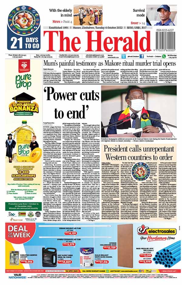 The Herald Zimbabwe on Twitter: "Check out today's front and back pages