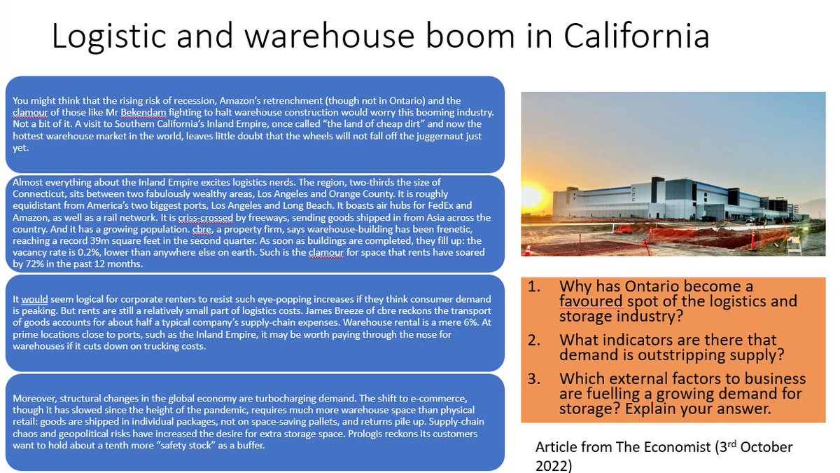Business Studies case study of the week: Logistics in California. Hope it helps :)