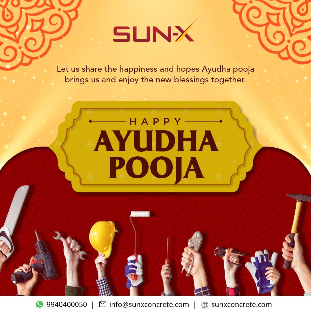 sunxconcrete's tweet photo. Let us unite our holy workforce to provide our clients with highly focused and dedicated performance to enhance our bonding on this auspicious occasion.
Happy Ayutha Pooja!
#SunXGroup #sunxconcrete #DrivenByTrust #RMC #concrete #AyuthaPooja https://t.co/NqPGcI9Xcx