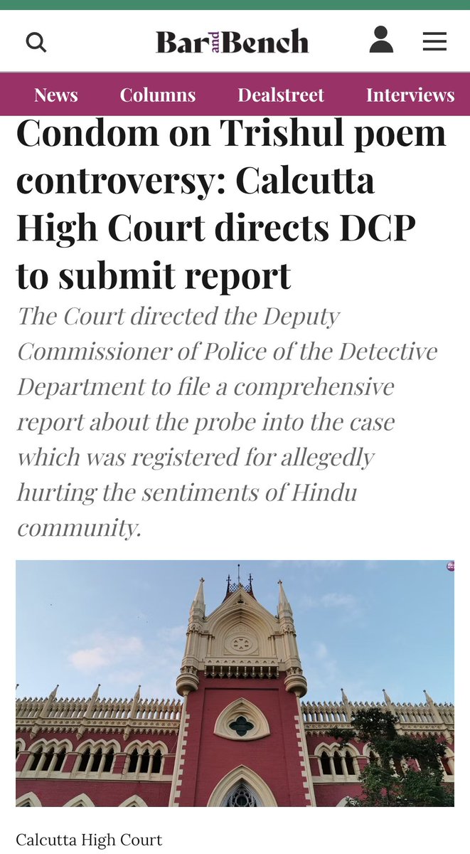 hindu_judicialw's tweet photo. https://t.co/HkeaKKf5c8
The matter arose out of a April 2017 first information report (FIR) by Chowdhury in connection with the poem, which was allegedly posted by Bandopadhay on Facebook.
The poem called for a condom to be put on a trishul. https://t.co/fNUhg9W2Zw