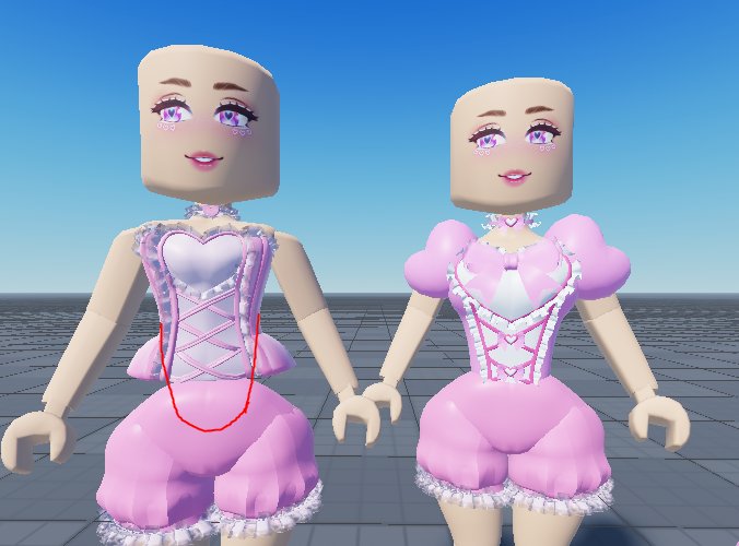 OceanOrbsRBX's tweet photo. I was asked to rework the DV corset because it was hard to pair it with other heels. The hips were taken off because the legs already give you hips and it would clip alot with the og DV corset.. I cant speak for the other corsets cuz i didnt know those ones were being reworked. https://t.co/15djDiLi0S