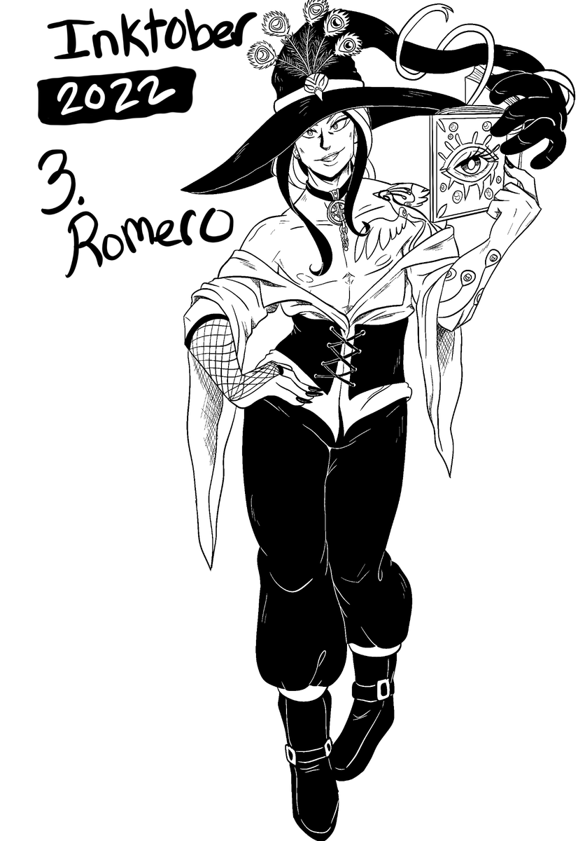 #inktober2022day3 Romero the Glamor witch.

No, I did not mean Warlock, fuck you.