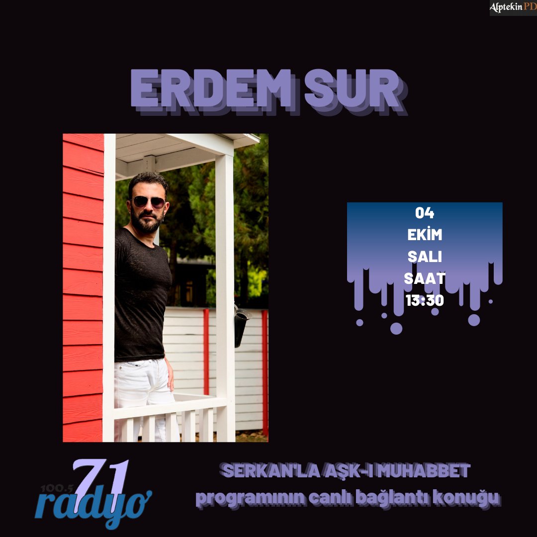 Erdem Sur 4 Ekim Salı Günü Saat 13:30'da Radyo 71 Serkan’la Aşk-ı Muhabbet Programının Canlı Telefon Bağlantı Konuğu Olacak Sakın Kaçırmayın... <a href="/erdemsurresmi/">erdemsur</a> <a href="/71radyo/">Radyo71</a> <a href="/serkanaktann/">serkan aktan</a>
<a href="/cenkleyoklama/">Cenk ALPTEKİN</a>
