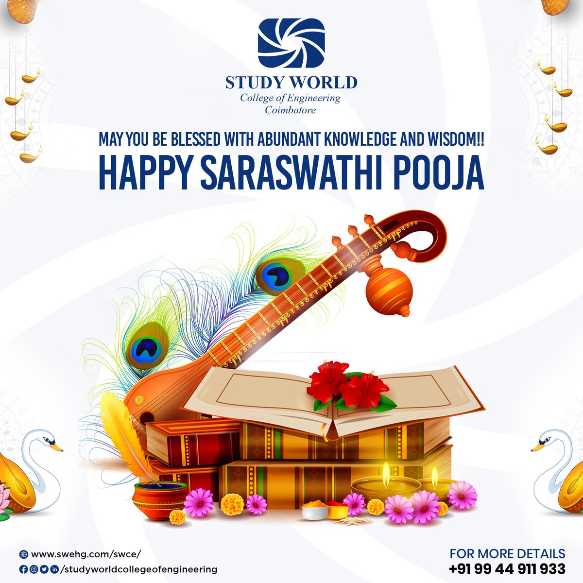 StudyWorldGI's tweet photo. May your life be filled with the eternal lights of knowledge and success. Wishing you all a very happy Aayutha Pooja and Saraswathi Pooja
#ayudhapooja #god #spirutality #bestfaculty #career #governmentoftamilnadu #exposure #engineeringcareers #placements #careerguidance #programm https://t.co/HvGfgdQoYZ