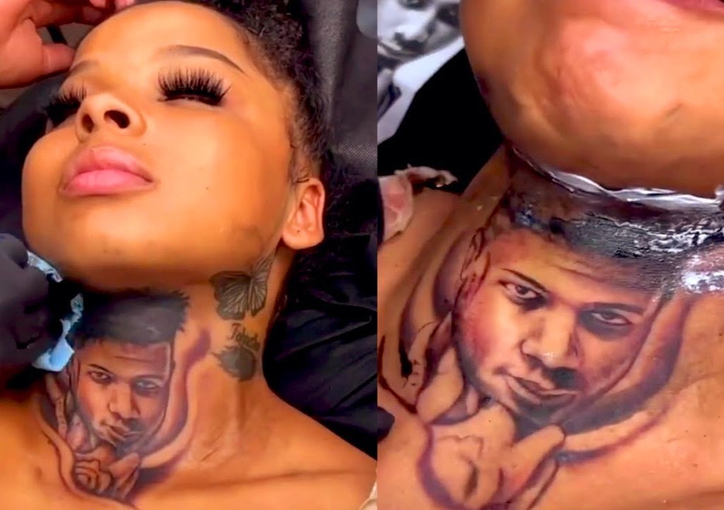 Chrisean Rock Gets BlueFaces Face Tattooed On Her Throat