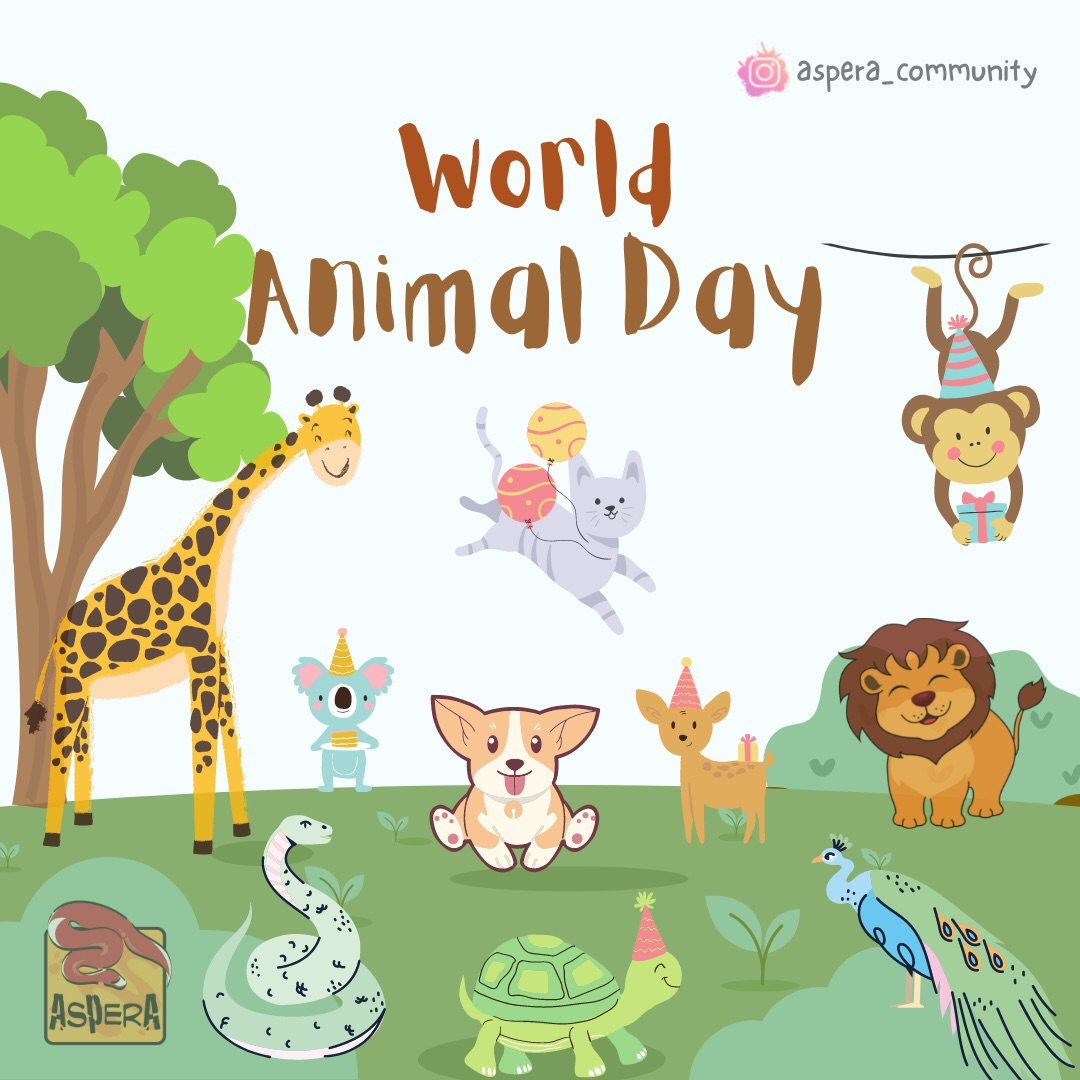 Hari binatang sedunia 2022.

Smg semua binatang bisa lebih sejahtera dan lestari.

#WorldAnimalDay
#HariHewanSedunia
#HariBinatangSedunia
#WeCareAboutReptile⁣
#AsperaCommunity
#ReptileEducation⁣
#Herpetofauna
#Herpetologi
#Kehati
#Ekosistem
#Konservasi