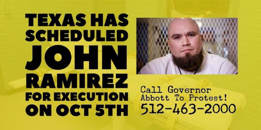 KarineOmry's tweet photo. Did you know that the DA of Nueces County wanted to withdraw #JohnRamirez' death warrant? He said he is ethically opposed to the death penalty! However the state of Texas is determined to execute John tomorrow!
Pls call/tweet @GovAbbott ask him to grant a reprieve. https://t.co/YuldQ7akX0