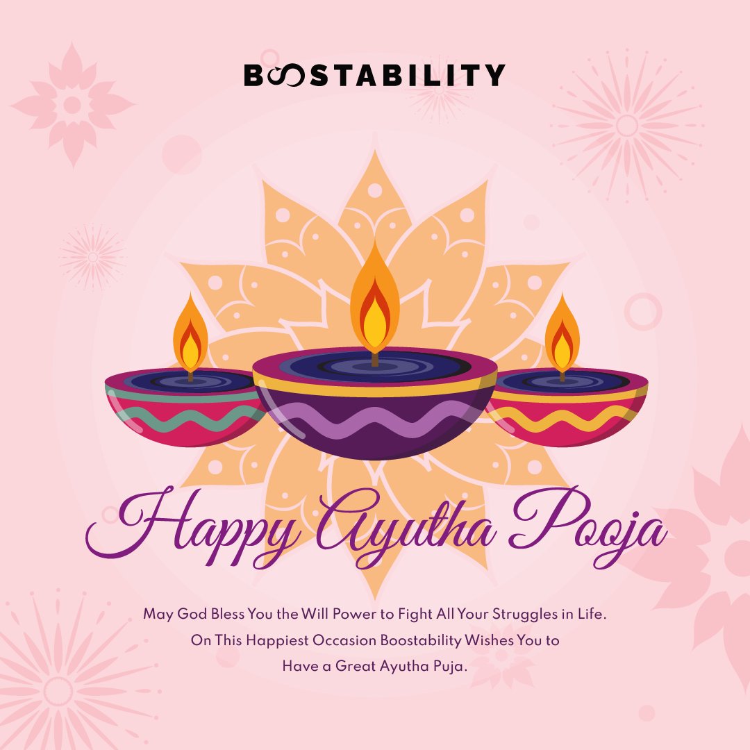 Boostabilitycbe's tweet photo. On the occasion of Ayudha Pooja, may you connect with the divine power and walk up the ladder of success and happiness in life. Happy Ayudha Pooja.

#festival #festivalwishes #ayudhapoojai #festivevibes #happy #ayuthapooja #saraswathipooja #boostability https://t.co/RnX4WElFve