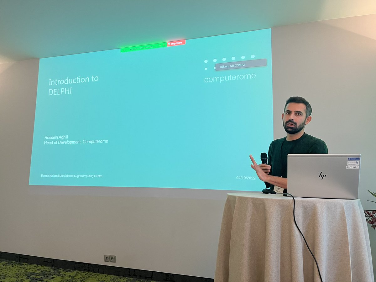 KrolAndersen's tweet photo. We ARE doing Rocket Science! Head of Development at Computerome Hossein Aghili presents the new DELPHI platform addressing the key issues in the Danish health data and supercomputing landscape 🇩🇰 at the @EOSC_Nordic Final Event Sensitive Data Seminar @NeICnordic https://t.co/KmOQoRJouX