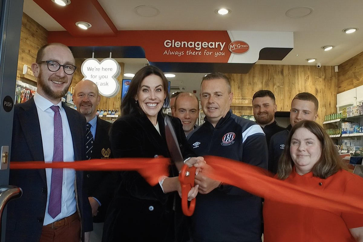 McGreals_'s tweet photo. The lovely @CarrollJennifer joined us on Friday to cut the ribbon at our Grand Opening event in our new Pharmacy in Glenageary, Co. Dublin along with members of local sports clubs, @seapointrc and @stjosephsafc53. https://t.co/AdDnQl8Lke