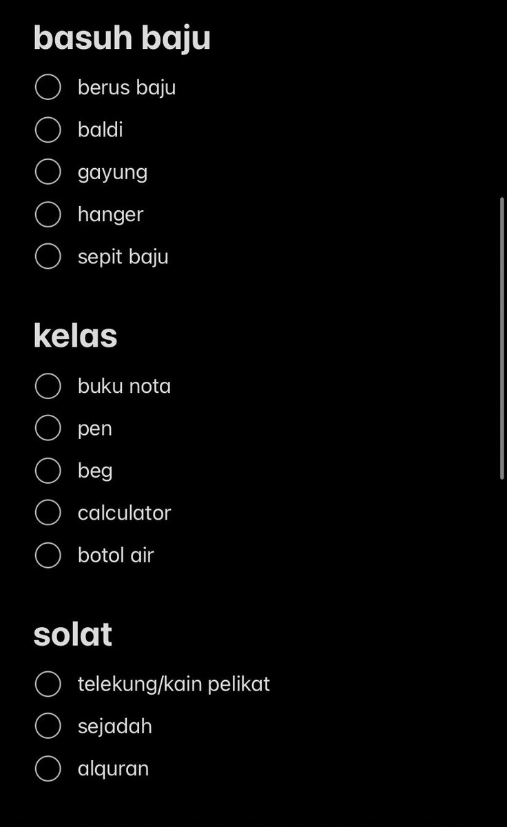 jiicantik's tweet photo. ni list barang nak bawak pergi kolej, kalau ada yang takcukup, tolong tambahkan https://t.co/pn1qVyMyPS