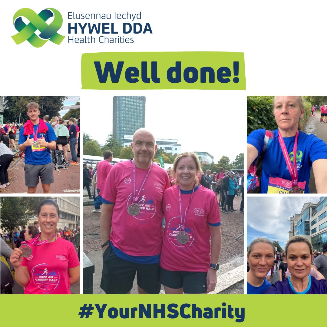 HywelDdaCharity's tweet photo. HUGE #welldone to all our fundraisers who took part in the @Cardiffhalf on Sunday! 👏
#Thankyou for choosing to raise funds for our #charity! 💚
#Diolch #YourNHSCharity #RunCardiff https://t.co/ZyhUrQo63z