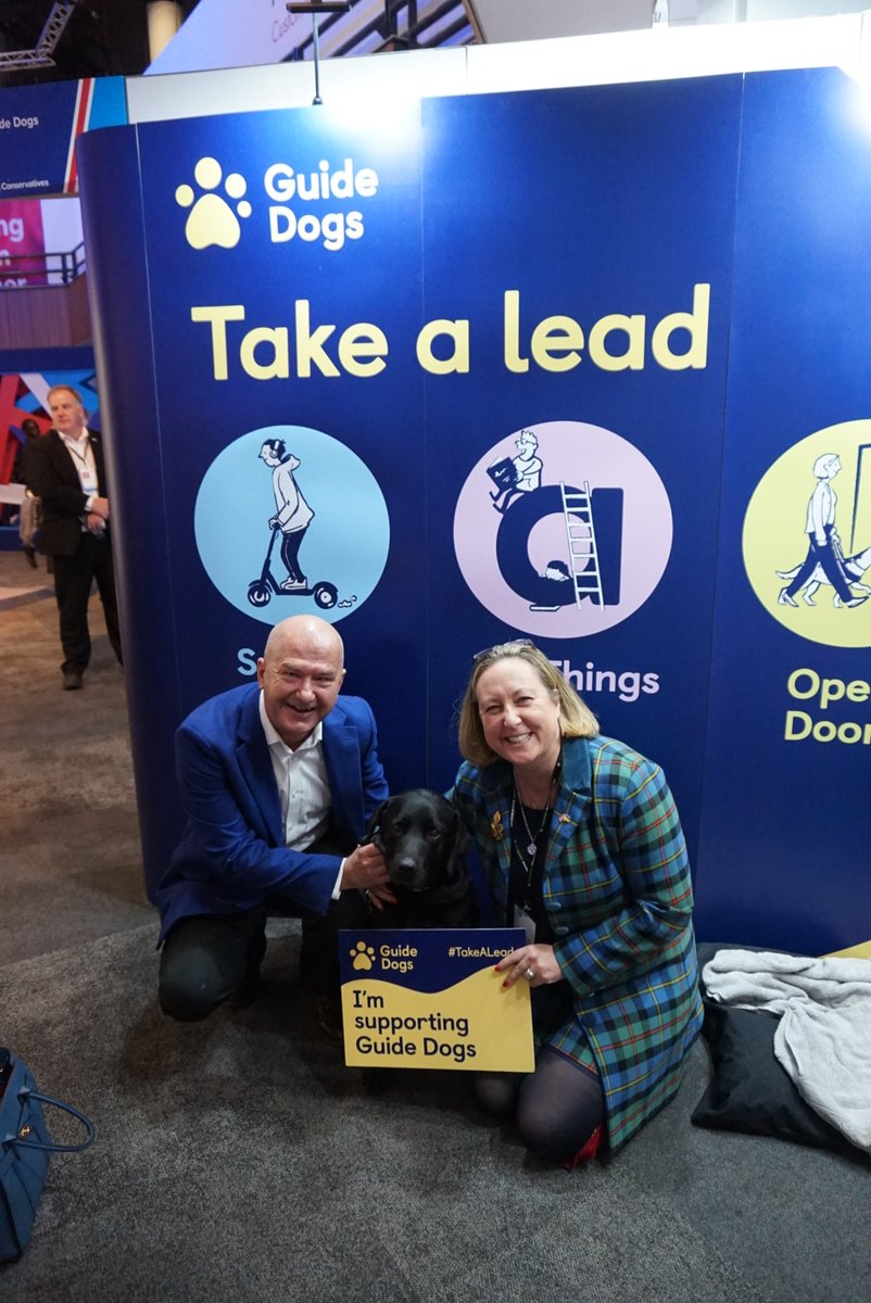 gdcampaigns's tweet photo. Great to meet @annietrev and speak to her about our #ScootAware campaign - she is pictured here with Clive and his wonderful guide dog Winnie! #CPC22 #TakeALead https://t.co/8ODLUGF53n