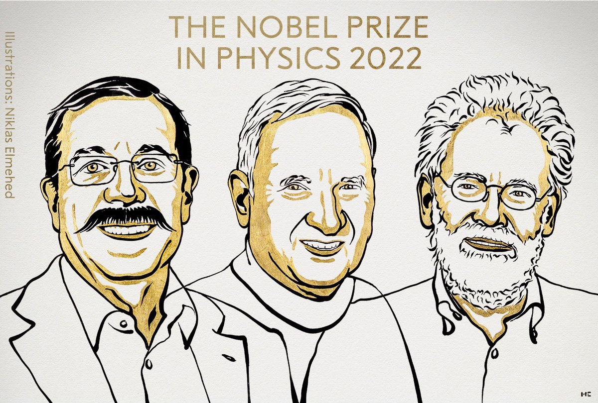 OpticaWorldwide's tweet photo. Congratulations to the 2022 recipients of the #NobelPrize in Physics, #OpticaFellows Alain Aspect, John Clauser and Anton Zeilinger, recognized for experiments with entangled photons, establishing the violation of Bell inequalities and pioneering quantum information science! https://t.co/iyQSOegQfW