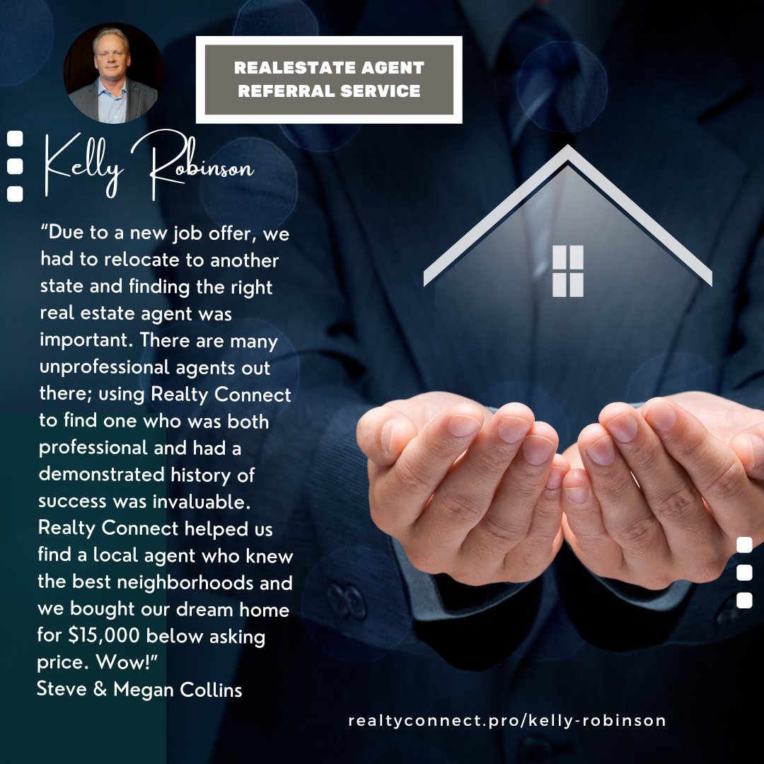 Real Estate Agent Referral Service ⭐️⭐️⭐️⭐️⭐️ 👉100% Free service. The best Agents are looking for you, you are looking for the best Agents. #realtors #realts #newhome #realtorlife realtyconnect.pro/kelly-robinson/