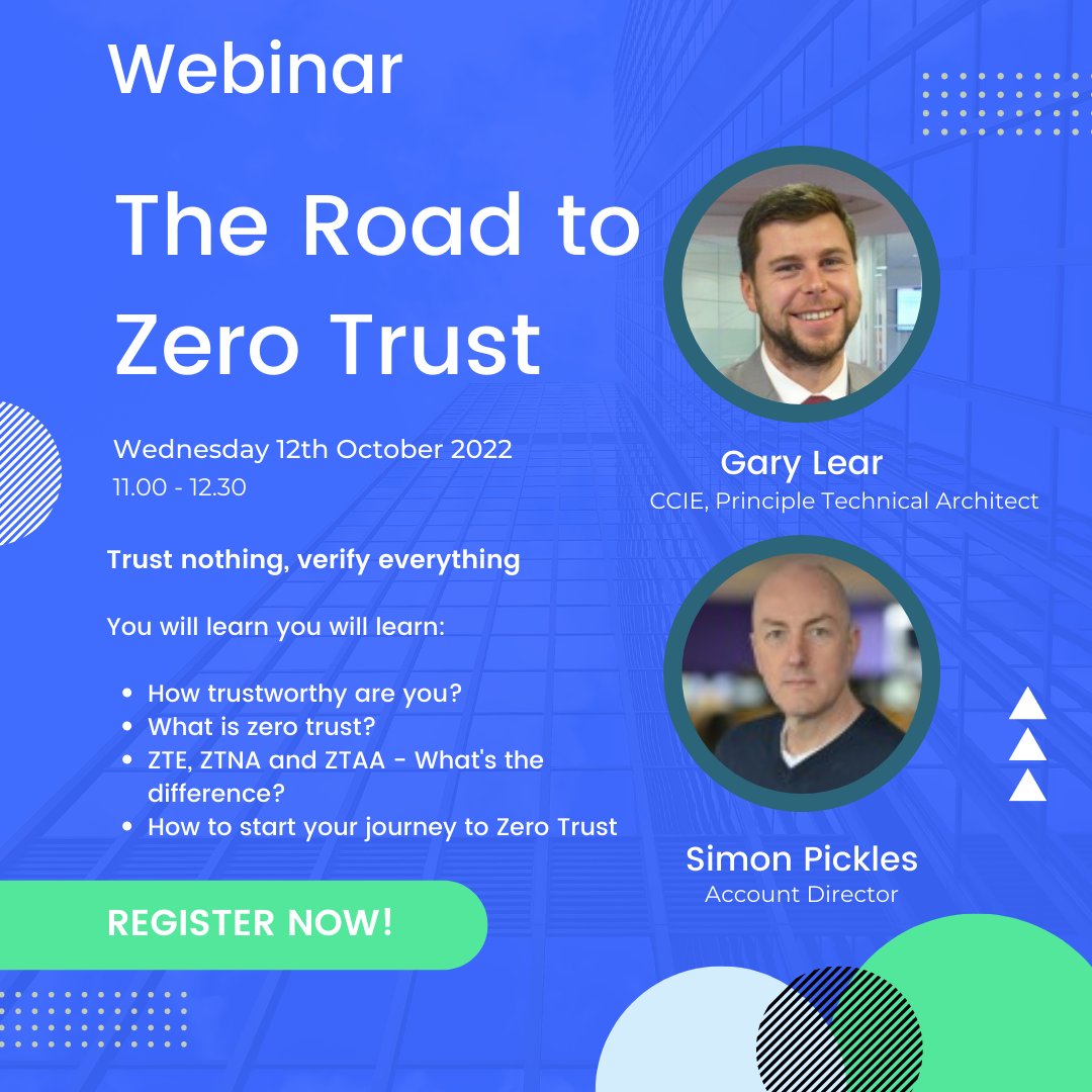 advatek's tweet photo. Webinar: One week to go

Join us on Wednesday 12th October to hear about Zero Trust  with Principle Technical Architect, Gary Lear. https://t.co/uuEQlMc2Wj