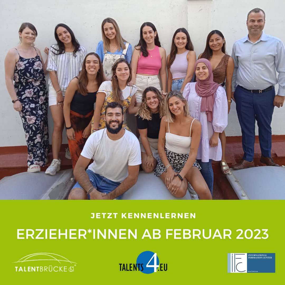 Verstärkung gesucht? Finden Sie Angela, Kilian, Esther, Natalia, Angela, Rocío, Carolina, Valentina, Virginia, Rocío! 
Die Fachkräfte für Ihre Kita ab Februar 2023!
Sprechen Sie uns an!

talents4.eu

<a href="/IFCenter/">IF Center</a>
#Fachkräfte #Erzieher #Erzieherin #Kita #Kindergarten