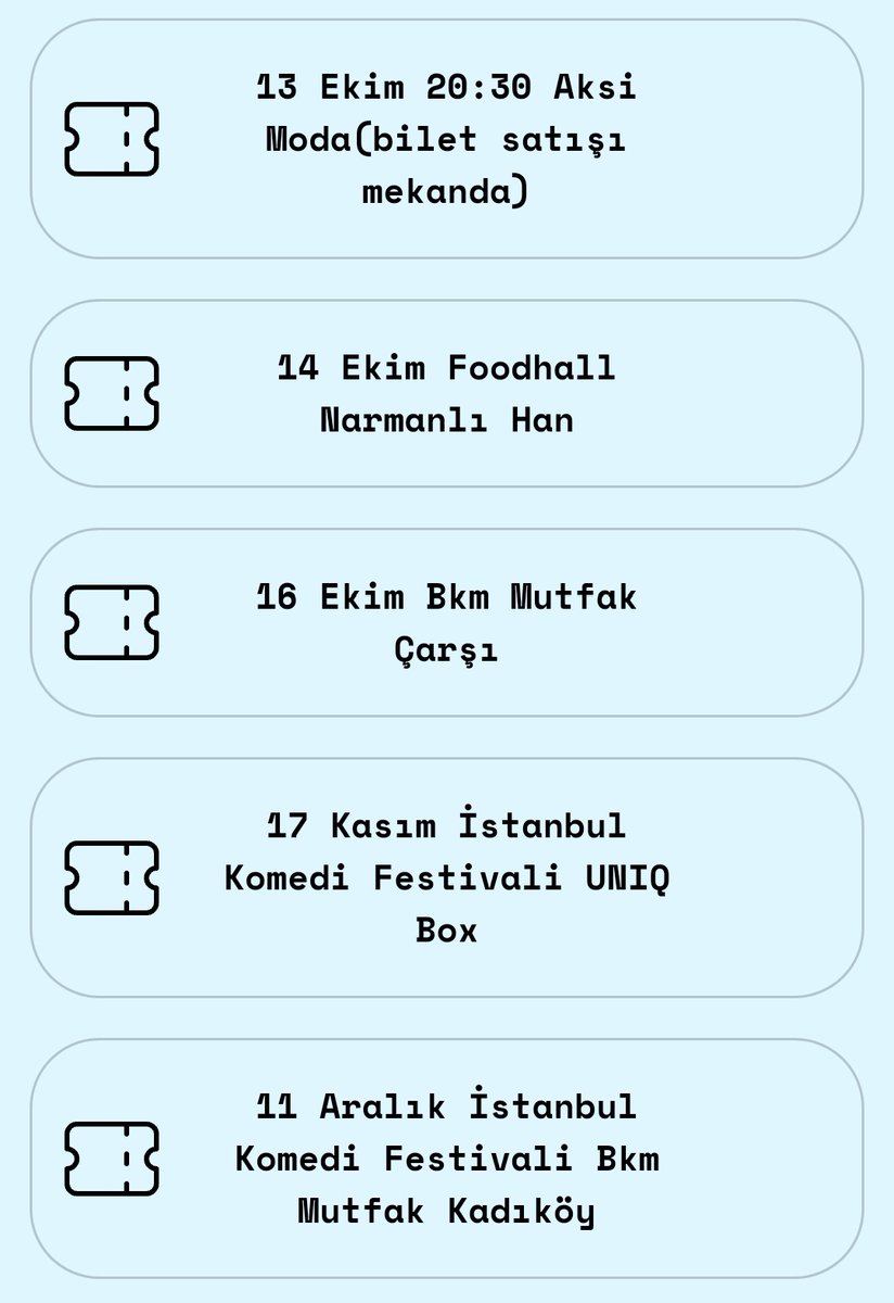 Efenim sezonu açıyoruz, yaklaşan gösterilerimizi şuraya bırakıyoruz. Biletler aşağıdaki linkte, gülüşmek üzere...🤗
linktr.ee/cokdafifistand…
#çokdafifistandup