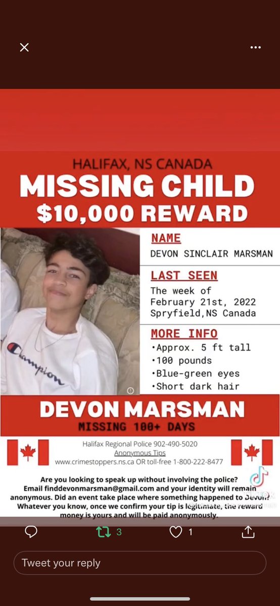 Melaniechagnon4's tweet photo. 221 days, a child has been missing. Devon is loved and missed, his family deserves answers! #missingyouth #missingchild #missingpersons #BlackLivesMatter #halifax #NovaScotia #devonmarsman Halifax Regional Police, what are you doing?? https://t.co/VMuE5fWFtn