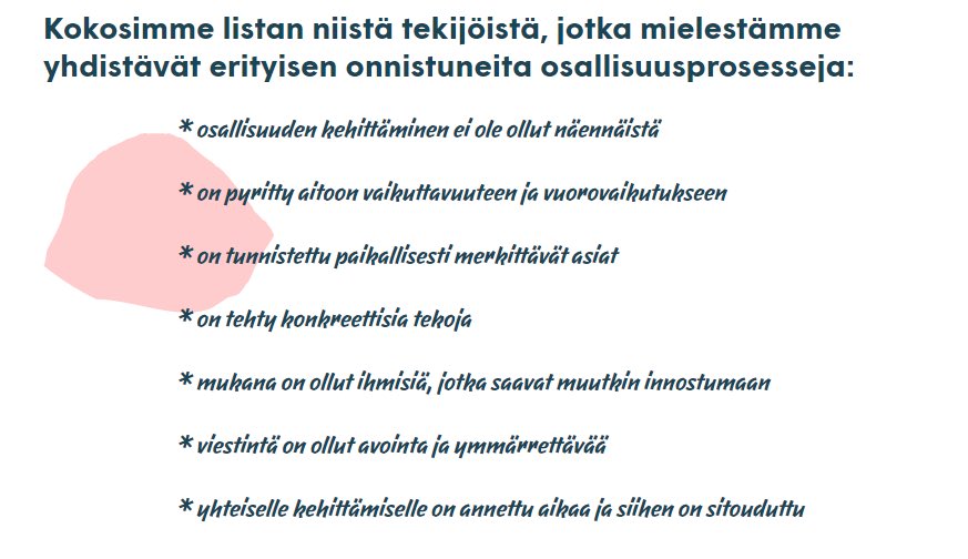 Osallisuusviikon kunniaksi: mikä yhdistää erityisen onnistuneita osallisuusprosesseja? Pohdimme asiaa kuntien näkökulmasta parisen vuotta sitten @virpi_harilahti kanssa näin👇Olen edelleen samaa mieltä asiasta😊Koko blogitekstimme löytyy: msl.fi/mika-yhdistaa-… #osallisuus