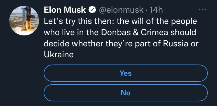 Ja, <a href="/elonmusk/">Elon Musk</a> ist total panne, aber mal ehrlich: Viele denken so. Ich bekomme regelmäßig Post von Leser:innen, die fragen, warum es nicht einfach eine Abstimmung gibt. Dabei wissen wir dank Umfragen, dass es nirgendwo eine Mehrheit für den Anschluss an Russland gibt. Ein kurzer🧵