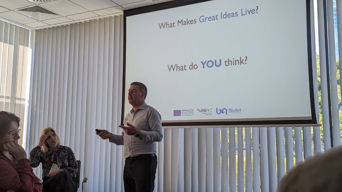 bluact's tweet photo. #URBACTis knowledge transfer!
Workshop on "important things investors look at" by the Gdansk @URBACT local group member, Sebastian Deditius, during the #BluAct 2nd wave transnational meeting. https://t.co/Ur2oaYKVbo