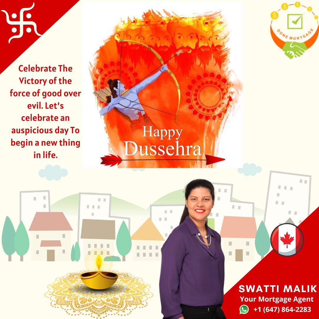 Happy #dussehra 🏹👺
Celebrate The Victory of the force of good over evil. Let’s celebrate an auspicious day To begin a new thing in life.🌹
#dussehra2022 #HappyDussehra #RAWAN #VictoryOverSin #indianfestive #canada #canadamortgages #mortgages #navratri2022 #navratrispecial