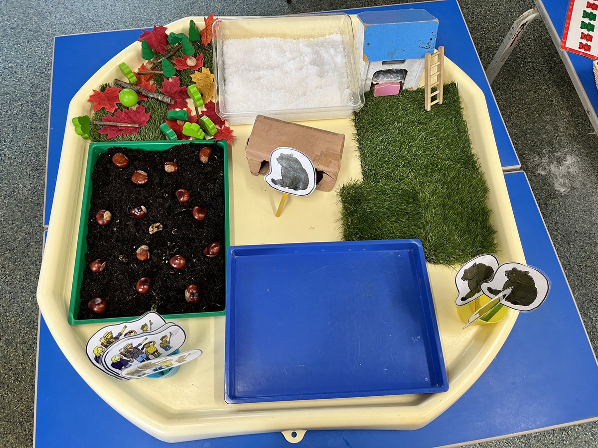 StPetersEYFS's tweet image. We’re going on a bear hunt this week - tomorrow is the start of our adventures! #nursery #tufftray #coloursorting
