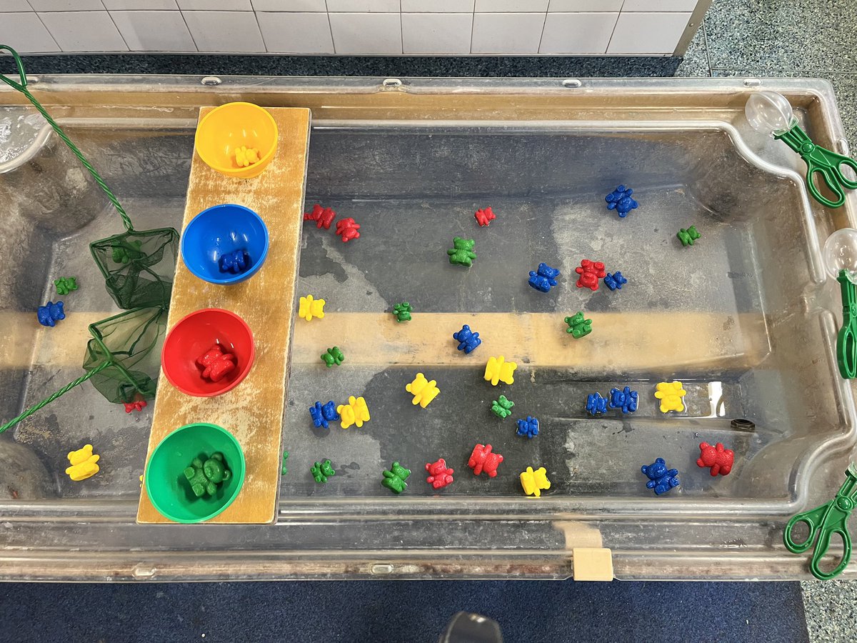 StPetersEYFS's tweet image. We’re going on a bear hunt this week - tomorrow is the start of our adventures! #nursery #tufftray #coloursorting