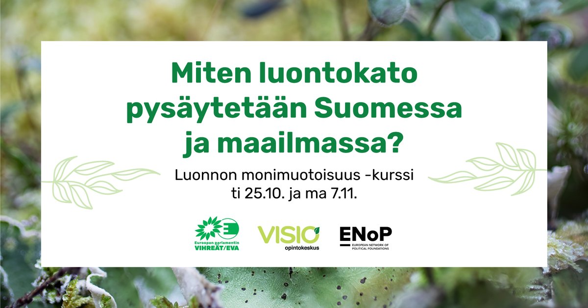 Tervetuloa mukaan @VilleNiinisto ja Vision yhteiselle kurssille luonnon monimuotoisuudesta: opintokeskusvisio.fi/niinisto