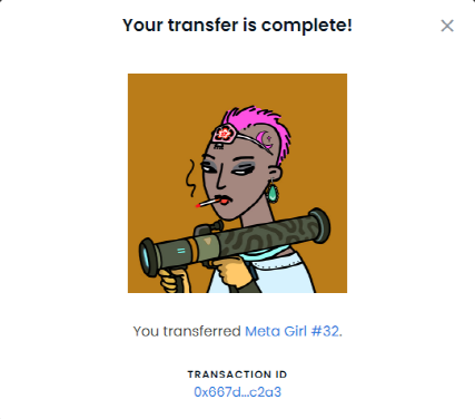 WowMenLabs's tweet photo. Transfer to "246264" completed. 🎉🎉
Come on in.
Sign up for https://t.co/0NbLpo2Sur
And you get Meta Girl right away.
#OpenSea #MetaGirl #WowMenLabs #AlienBuster #NFTs #PFP #Giveaway https://t.co/ibpEO0kRgj