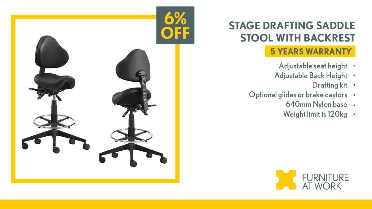 furnitureaw's tweet image. The STAGE Saddle Stool with Backrest is an excellent option for labs and many other applications. Shop now and enjoy 6% off! 👉 bit.ly/3ybs8He

#furnitureatwork #officefurniture #draftingstool #officestool #officefurnitureaustralia #officefurnitureonline #workfurniture