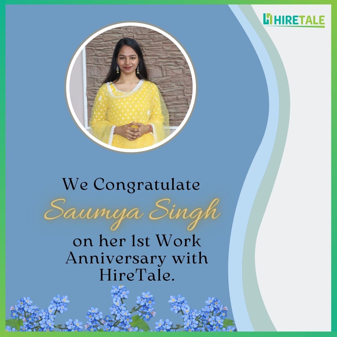 Hire_Tale's tweet photo. Hello everyone!!
Time flies when you have fun! It has been one year since joined @Hire_Tale.
We would like to congratulate her on her first work anniversary and wish her the best for future.
#workanniversary #success #celebration #career #hiretale https://t.co/ijjvgELO0r