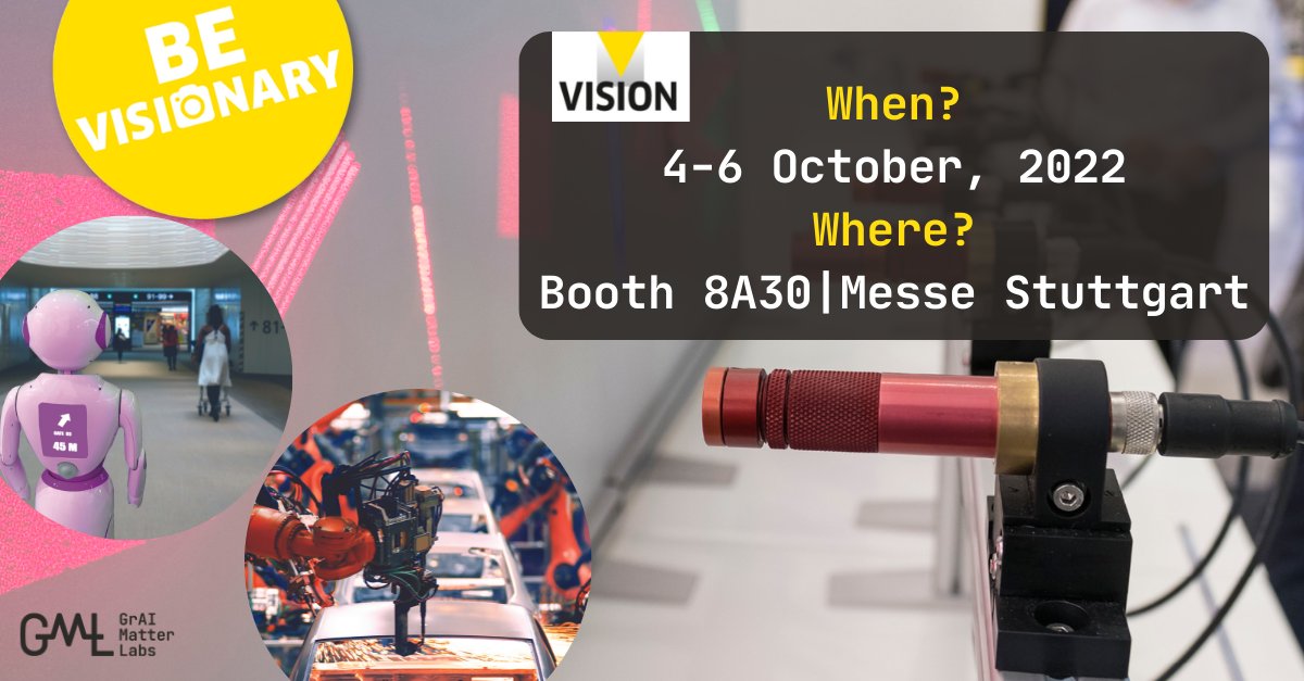#VISION2022 Messe starts today!
GML team, VISION #Startup 2021 Winner, is looking forward to meeting you in Stuttgart again! At our booth 8A30, you can explore #GrAIVIP’s unprecedented processing efficiency for your video and audio Edge #AI applications.
bit.ly/3yARmiP